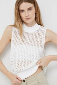 Bavlněná vesta Calvin Klein bílá