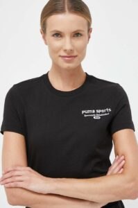 Bavlněné tričko Puma černá