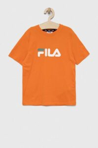 Dětské bavlněné tričko Fila oranžová