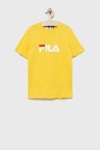 Dětské bavlněné tričko Fila žlutá