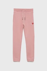 Dětské bavlněné kalhoty Tommy Hilfiger růžová