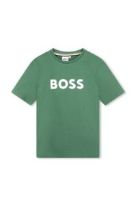 Dětské bavlněné tričko BOSS zelená