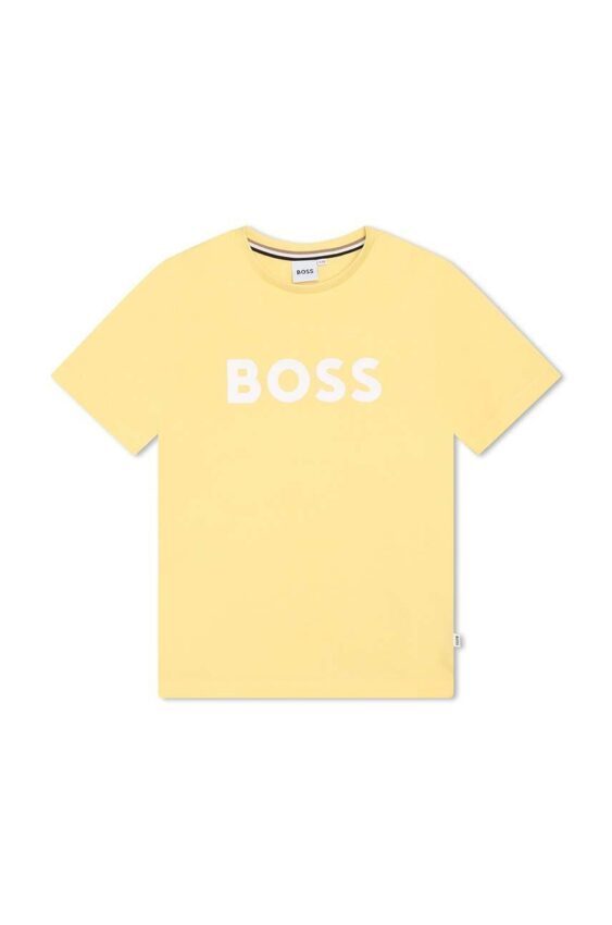 Dětské bavlněné tričko BOSS žlutá