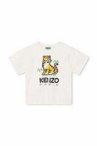 Dětské bavlněné tričko Kenzo Kids béžová