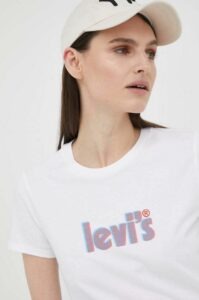 Bavlněné tričko Levi's bílá