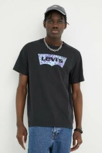 Bavlněné tričko Levi's černá barva