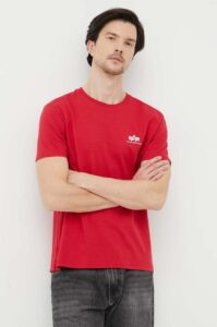 Bavlněné tričko Alpha Industries červená barva
