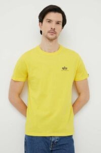 Bavlněné tričko Alpha Industries žlutá barva