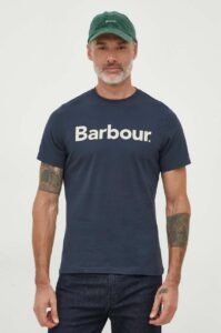 Bavlněné tričko Barbour tmavomodrá barva