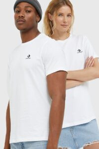 Bavlněné tričko Converse bílá