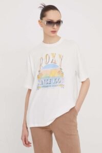 Bavlněné tričko Roxy bílá