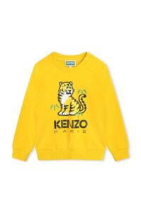 Dětská bavlněná mikina Kenzo Kids žlutá