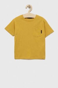 Dětské bavlněné tričko Sisley žlutá