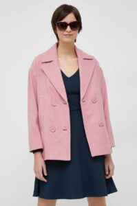 Kabát s příměsí vlny Sisley Růžová