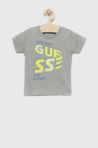 Dětské bavlněné tričko Guess šedá