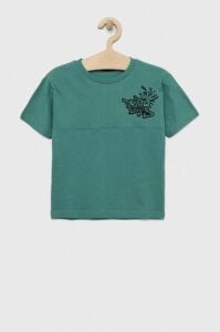 Dětské bavlněné tričko Sisley zelená