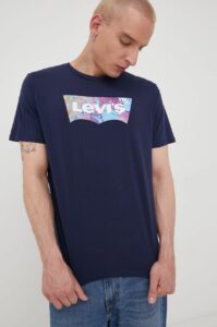 Bavlněné tričko Levi's tmavomodrá barva