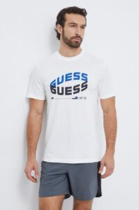 Bavlněné tričko Guess DALACH béžová barva