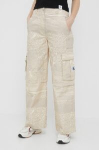 Bavlněné kalhoty Calvin Klein Jeans béžová