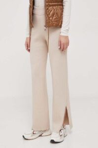 Kalhoty s příměsí vlny Calvin Klein béžová