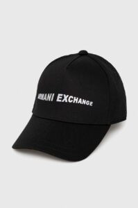 Bavlněná baseballová čepice Armani Exchange černá