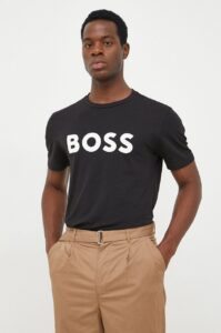 Bavlněné tričko BOSS CASUAL černá barva