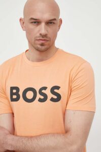 Bavlněné tričko BOSS CASUAL oranžová barva