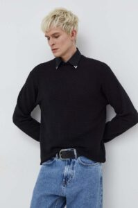Bavlněný svetr HUGO černá