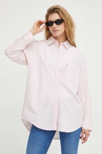 Bavlněná košile Levi's růžová barva