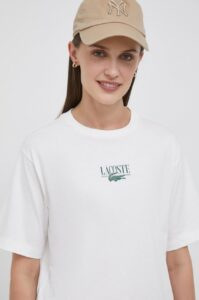 Bavlněné tričko Lacoste béžová