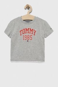 Dětské bavlněné tričko Tommy Hilfiger šedá