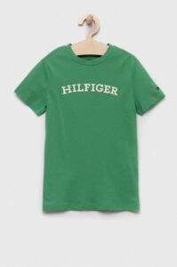 Dětské bavlněné tričko Tommy Hilfiger zelená