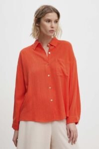 Lněná košile Answear Lab oranžová barva