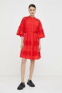 Bavlněné šaty Bruuns Bazaar červená