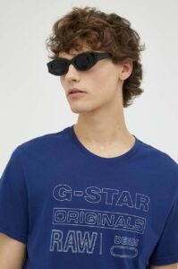 Bavlněné tričko G-Star Raw tmavomodrá