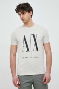 Bavlněné tričko Armani Exchange béžová