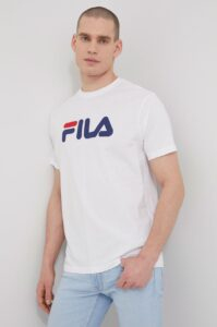 Bavlněné tričko Fila bílá barva