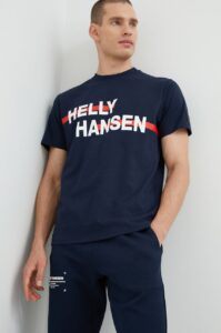 Bavlněné tričko Helly Hansen tmavomodrá