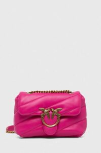 Kožená kabelka Pinko růžová