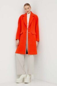Vlněný kabát Patrizia Pepe oranžová