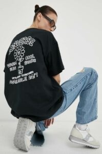 Bavlněné tričko Converse černá