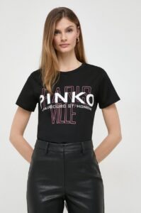 Bavlněné tričko Pinko černá
