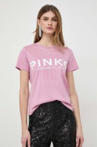 Bavlněné tričko Pinko růžová