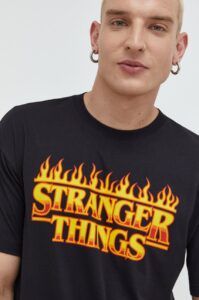 Bavlněné tričko Champion Xstranger Things černá