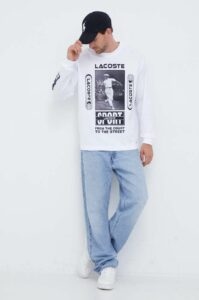 Bavlněné tričko s dlouhým rukávem Lacoste