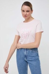 Bavlněné tričko Guess ICON růžová