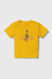 Dětské bavlněné tričko adidas žlutá