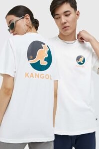 Bavlněné tričko Kangol bílá barva