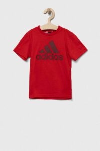 Dětské bavlněné tričko adidas červená