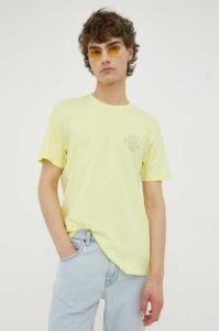 Bavlněné tričko Lee žlutá